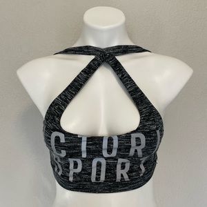 Victoria Sport Bra w/reflective lettering, size XS